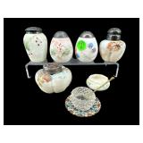 LOT OF 7 ANTIQUE PORCELAIN SALT SHAKERS AND