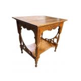 TIGER OAK HEAVY CARVED CENTER TABLE
