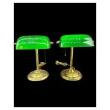 2 METAL BANKERS LAMPS