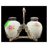 PR OF PORCELAIN HAND PAINTED SALT AND PEPPERS