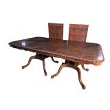 QUALITY FLAMED GRAIN BANDED MAHOGANY BANQUET TABLE