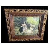 ornate gold and oak framed print