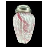 NORTHWOOD CRANBERRY SPATTERWARE RIBBED SUGAR