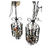 2 IRON HANGING CHANDELIERS