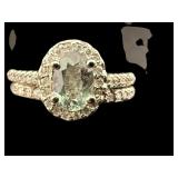 14K 2 PC NATURAL ALEXANDRITE AND DIAMOND RING SET