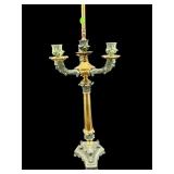 EARLY BRASS AND IRON ORNATE LAMP