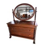 MAHOGANY ACANTHUS CARVED 4 DRAWER DRESSER WITH