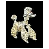 VINTAGE WEISS PAVE RHINESTONE POODLE BROOCH