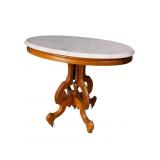 OVAL WALNUT VICTORIAN MARBLE TOP TABLE