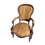 WALNUT VICTORIAN OPEN ARM CHAIR