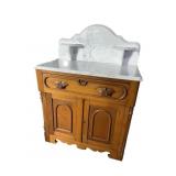 WALNUT VICTORIAN MARBLE TOP WASH STAND