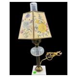 1940's WHITE OPALESCENT TABLE LAMP WITH MARBLE