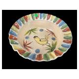 VINTAGE HAND PAINTED BIRD MEXICAN POTTERY BOWL