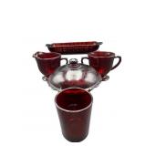 5 PC ANCHOR HOCKING ROYAL RUBY GLASS MISC