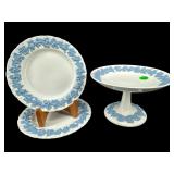 WEDGWOOD QUEENSWARE SMALL COMPOTE AND 2 BREAD AND