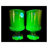 PR OF TIFFIN GLASS GREEN URANIUM STEMS