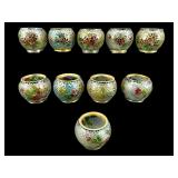 SET OF 10 MINIATURE TRANSPARENT ENAMEL BOWLS