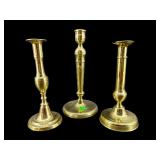 LOT OF 3 OLDER BRASS CANDLESTICKS
