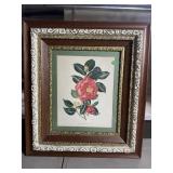 ORNATE AND MAHOGANY FRAMED BOTANICAL PRINT