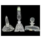 LOT OF 3 ART DECO CUT GLASS PERFUME BOTTLES AND