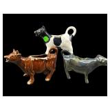 LOT OF 3 CERAMIC COW MILK CREAMERS