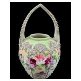 7 IN ANTIQUE HAND PAINTED NIPPON MORIAGE HANDLED