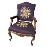 19TH CENTURY HIGHBACK FRENCH OPEN ARM CHAIR