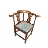 SOLID MAHOGANY CHIPPENDALE CORNER CHAIR