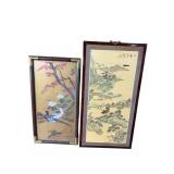 LOT OF 2 ORIENTAL HAND PAINTED PANELS