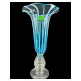 VINTAGE BLUE AND WHITE SPIRAL HAND BLOWN ART