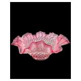 1950S FENTON CRANBERRY OPALESCENT HOBNAIL BOWL