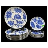 14 PC OF NASCO PARADISE BLUE AND WHITE FLORAL