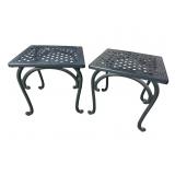 2 CAST ALUMINUM OUTDOOR SIDE TABLES