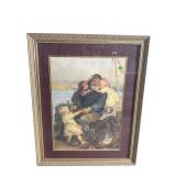 OLD FISHERMAN WITH 3 KIDS PRINT