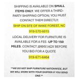 SMALLS SHIPPING & LOCAL FURNITURE DELIVERY