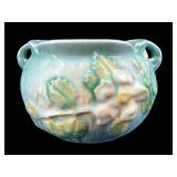 ROSEVILLE POTTERY WHITE ROSE SMALL 2 HANDLED BOWL