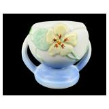 WELLER POTTERY DOUBLE HANDLE BLUE PANELLA VASE