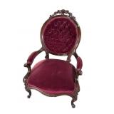 ROSE CARVED CAMEO BACK VICTORIAN OPEN ARM CHAIR