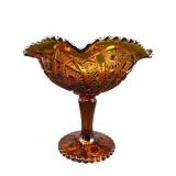 LARGE IMPERIAL GLASS AMBER HOBSTAR FLARED COMPOTE