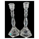 2 TIFFANY AND CO CRYSTAL TALL CANDLE HOLDERS