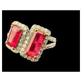 PLATINUM & 18K NATURAL UNHEATED RUBY AND DIAMOND