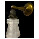 1930S IRIDESCENT ETCHED GLASS AND BRASS WALL