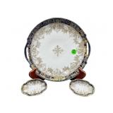 ANTIQUE NIPPON COBALT AND HEAVY GOLD CAKE