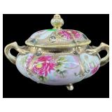 ANTIQUE HAND PAINTED NIPPON 3 HANDLE FOOTED