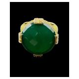 DESIGNER JUDITH RIPKA STERLING GREEN GODDESS RING