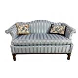 MAHOGANY FRAMED CHIPPENDALE HUMPBACK LOVESEAT