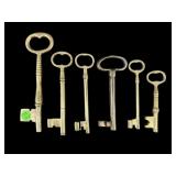 COLLECTION OF 6 LARGE BRASS KEYS