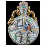 LARGE CHINESE FAMILLE ROSE PORCELAIN FIGURAL MOON