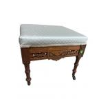 CARVED WALNUT EASTLAKE TURNED LEG STOOL