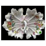 LARGE PAINTED PORCELAIN BOWL WITH HANDLE